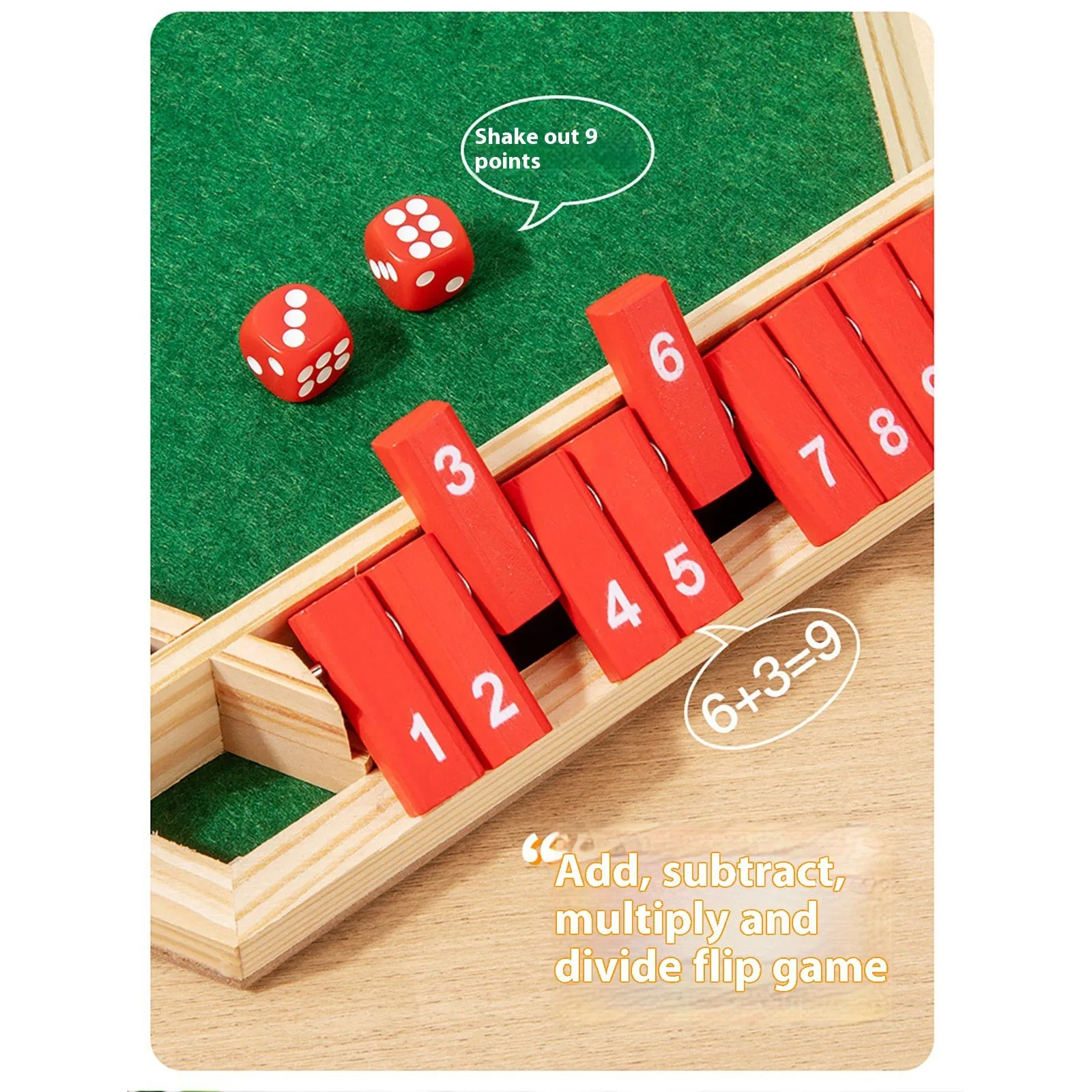 Board Game With Multi-Faceted Flip Shut The Box Game 6 Player Wooden Board Math Number Games For Kids Adults Families Party Club 5