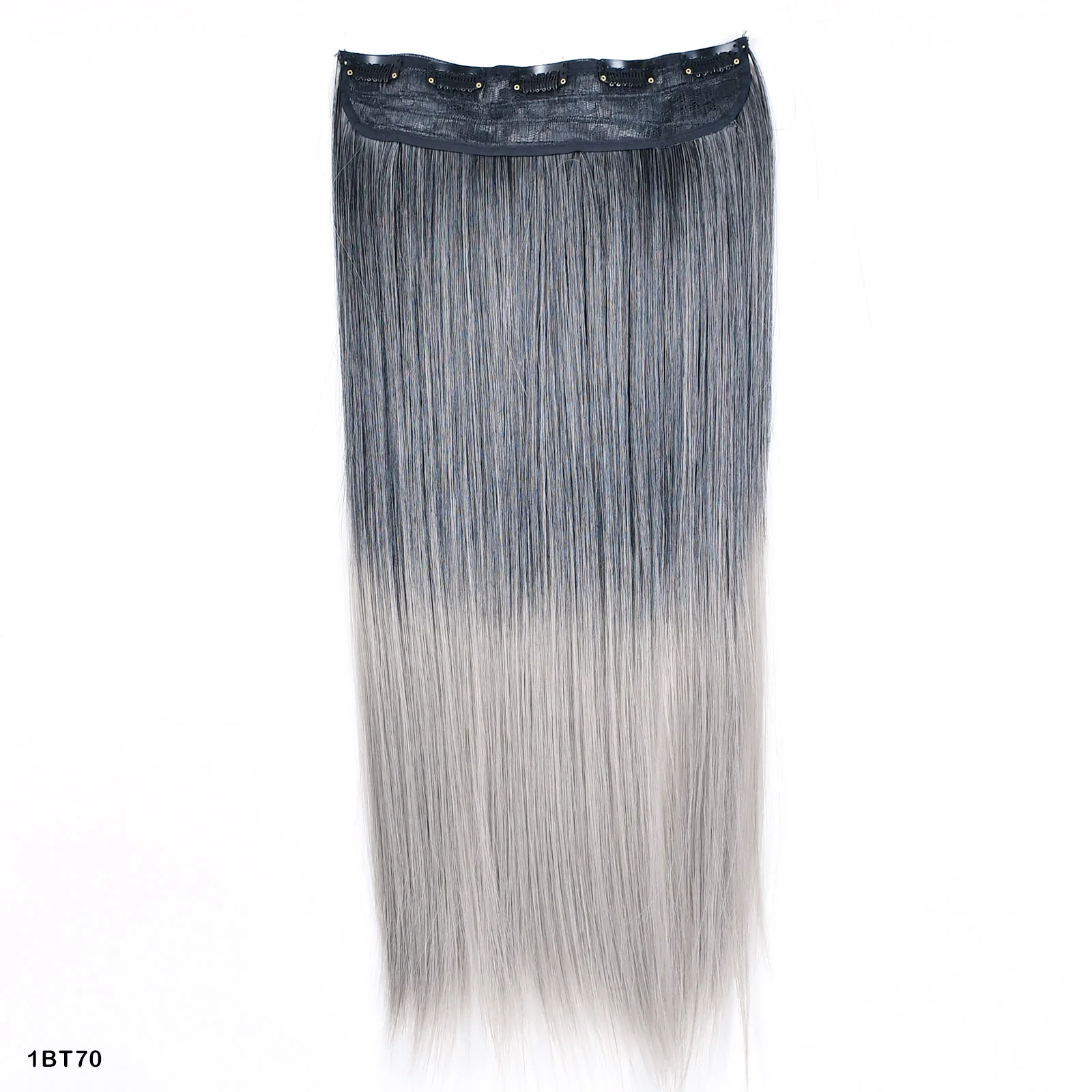 Extension capelli sintetici con clip lunga liscia grigia donna_voghion.com