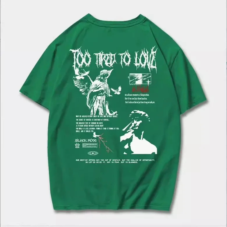 

Trendy Hip Hop High Street Sculpture Graphic Funny Printed Short Sleeved Men's Round Neck Pullover Baggy Y2k Tshirt Summer Tee