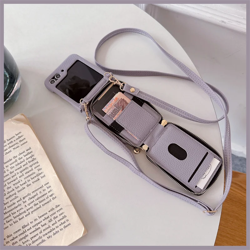 Luxury Crossbody Leather Phone Case with Zipper Wallet and Card Holder