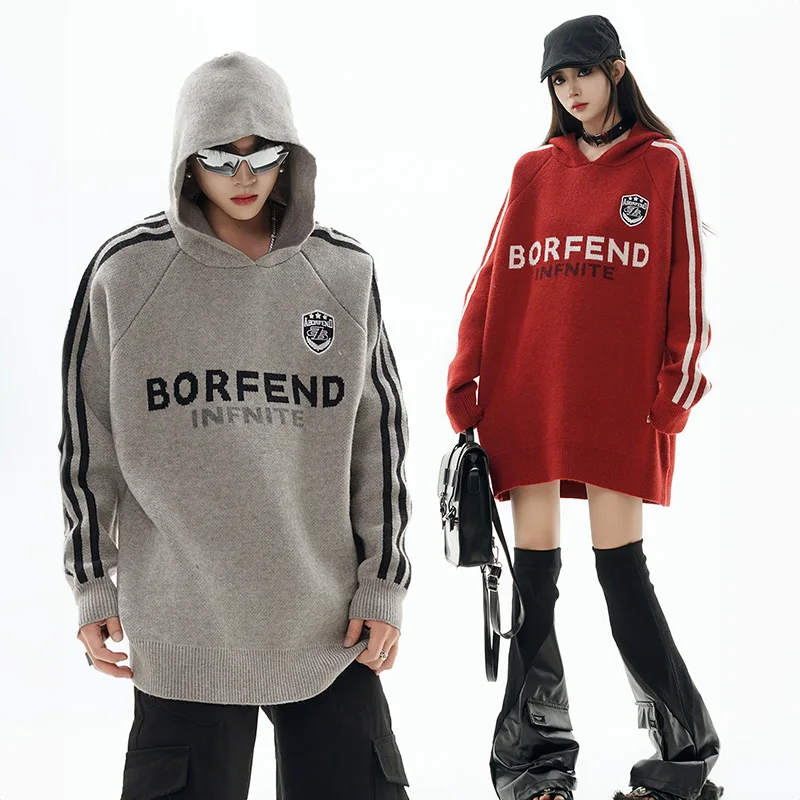 UPRAKF Sports Style Sweater Loose Long Sleeves Warm Autumn Pullovers Casual Trendy Fashion Hip Hop Streetwear