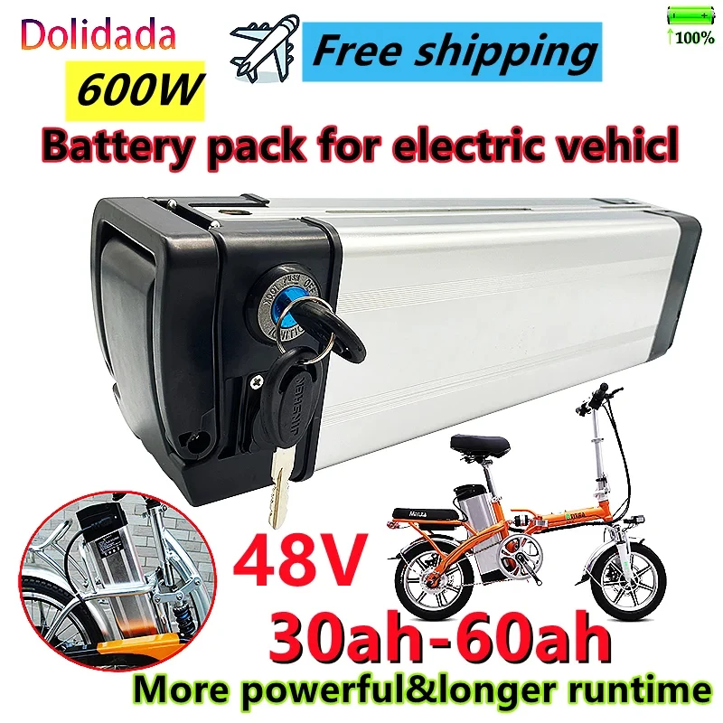 

Portable48V E-bike Battery Pack, 600W High Power Lithium Battery Aluminum Shell Suitable for Long Lasting Life of E-bike Series