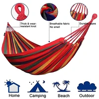 Double Hammock 2 Person Canvas Cotton Hammock with Tree Straps for Patio Garden Backyard Outdoor and Indoor (Red, Blue) 2