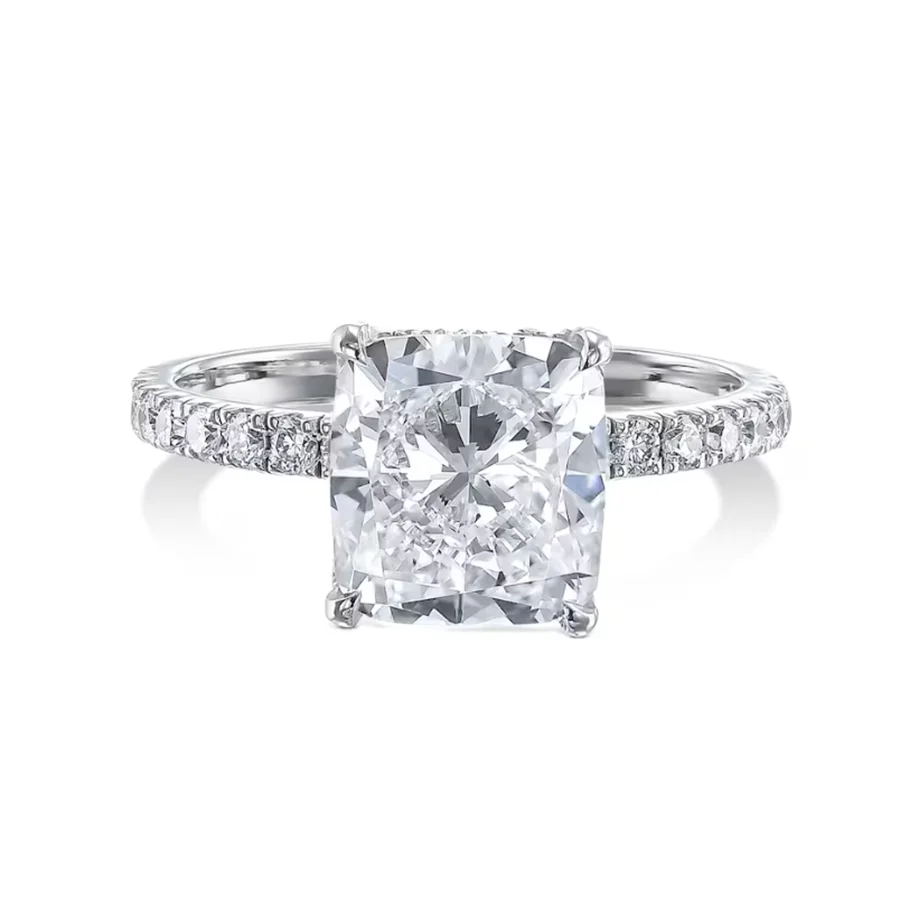 

Real CVD Lab Created Vs1 EF 1 Ct Cushion Cut Diamond Solitaire Ring 14k White Gold