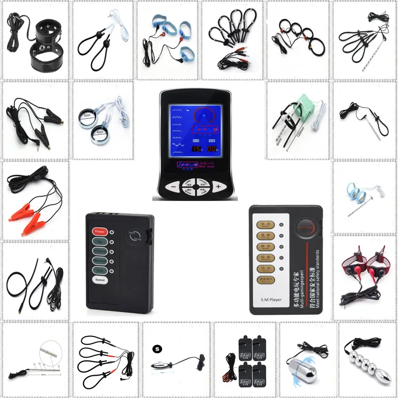 Electro Sex Toys Electro Shock Anal Plug Penis Plug Cock Rings Medical Themed Massage Pad Nipple Clamps for Men
