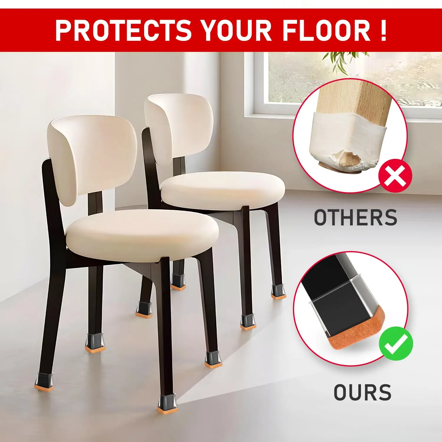 8/16/24 PCS Chair Leg Floor Protectors for Hardwood Floors Thick Silicone Covers Scratch-Resistant Noise Reducing