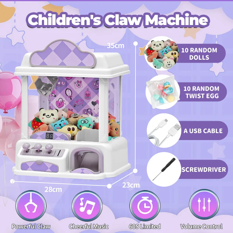 Claw Machine for Kids,Electronic Arcade Game Machine with Music,Mini Vending Machine Boys Birthday Toys Gifts Age 3+ Years 2