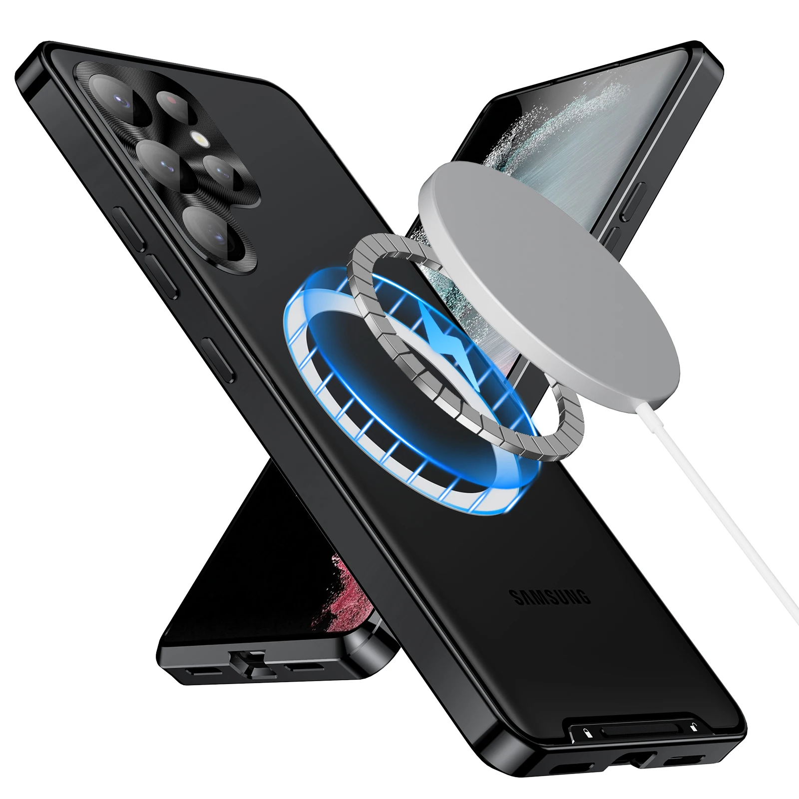 

Чехол для Samsung Galaxy S23 Ultra Magsafe, Магнитная Крышка для беспроводной зарядки, объектив камеры Samsung Galaxy S23 S23 Plus/S22 S21 Ultra
