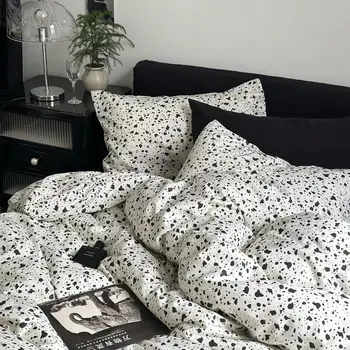 Ins Nordic Black Dot Set biancheria da letto lenzuolo piatto copripiumino Twin Full Queen Nordic biancheria da letto Boy Girl Set di biancheria da letto