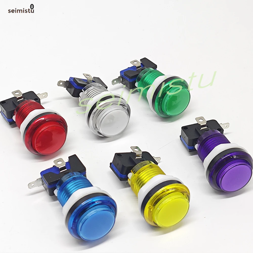 10 pcs LED Arcade Game Push Button 5V 12v Led Light Illuminated Blub Transparent With Microswitch Arcade Game DIY PARTS