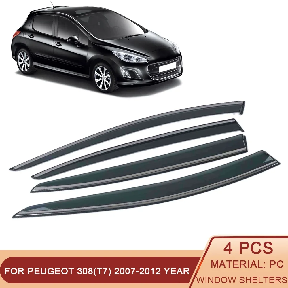 

For Peugeot 308(T7) 2007-2012 Car Window Sun Rain Shade Visor Shield Shelter Protector Cover Frame Sticker Exterior Accessories