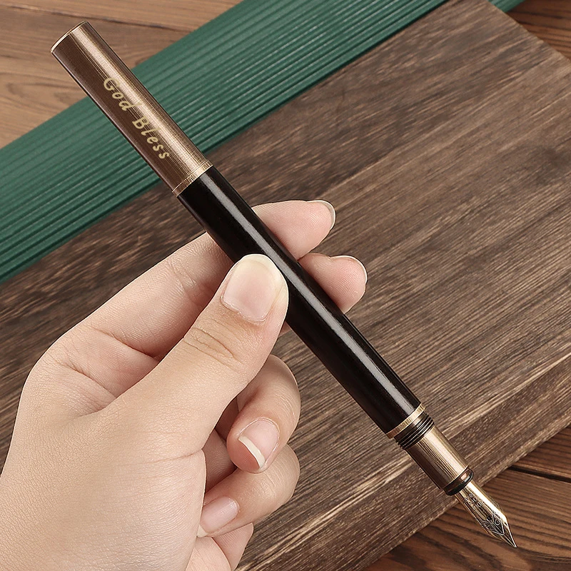 Customized LOGO Vintage Brass Mini Pocket Metal Fountain Pen Small
