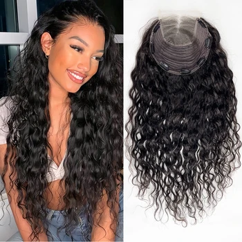 Extension per capelli ricci a clip, nero naturale, 100% capelli umani veri, con chiusura frontale in pizzo, pre-strappato, per donna