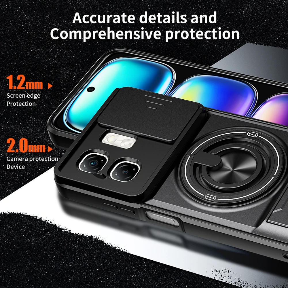 Magnetic Phone Case with Slide Camera Protection & Upright Kickstand - Shockproof Cover