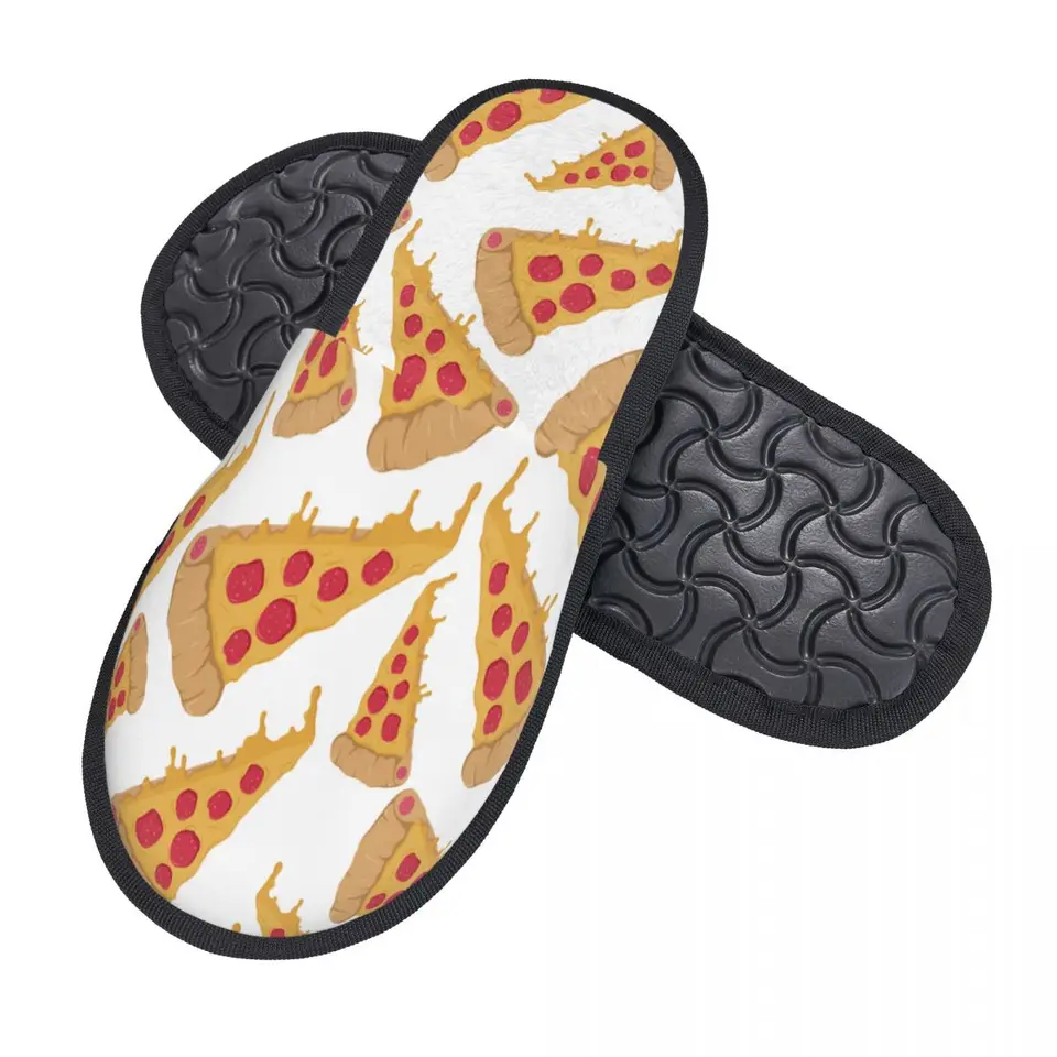 Winter Slipper Woman Man Fashion Fluffy Warm Slippers Slice Pizza