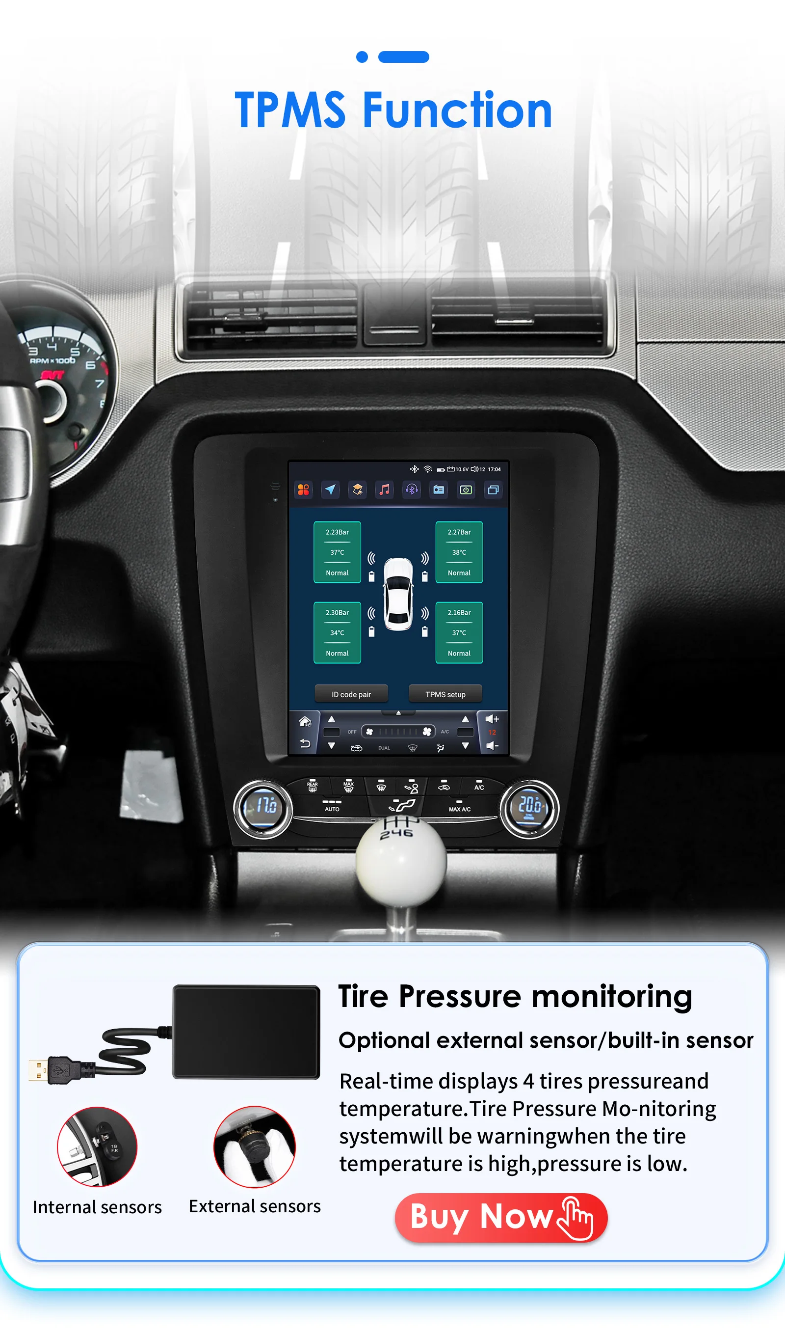 Hizpo Android 14 Für Ford Mustang 2010 2011 2012 2013 2014 Autoradio Stereo Vertikaler Bildschirm Multimedia Carplay Player GPS 9,7 Zoll – Detail 32