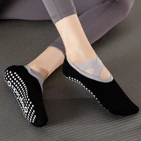 1 Pair Women Sports Socks Yoga Socks Silicone Anti-slip Ballet Pilates Socks Cotton Ladies Backless Breathable Bandage Dance