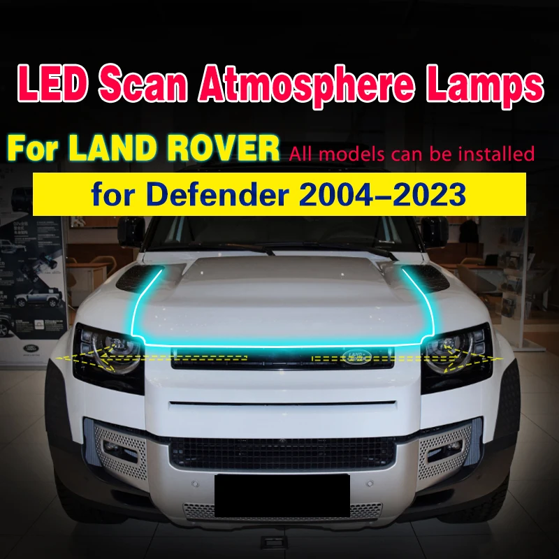 LED Flexible DRL Daytime Running Lights Strip With Start Scan Light  Headlight For Land Rover Defender 2004-2023 Universal Auto