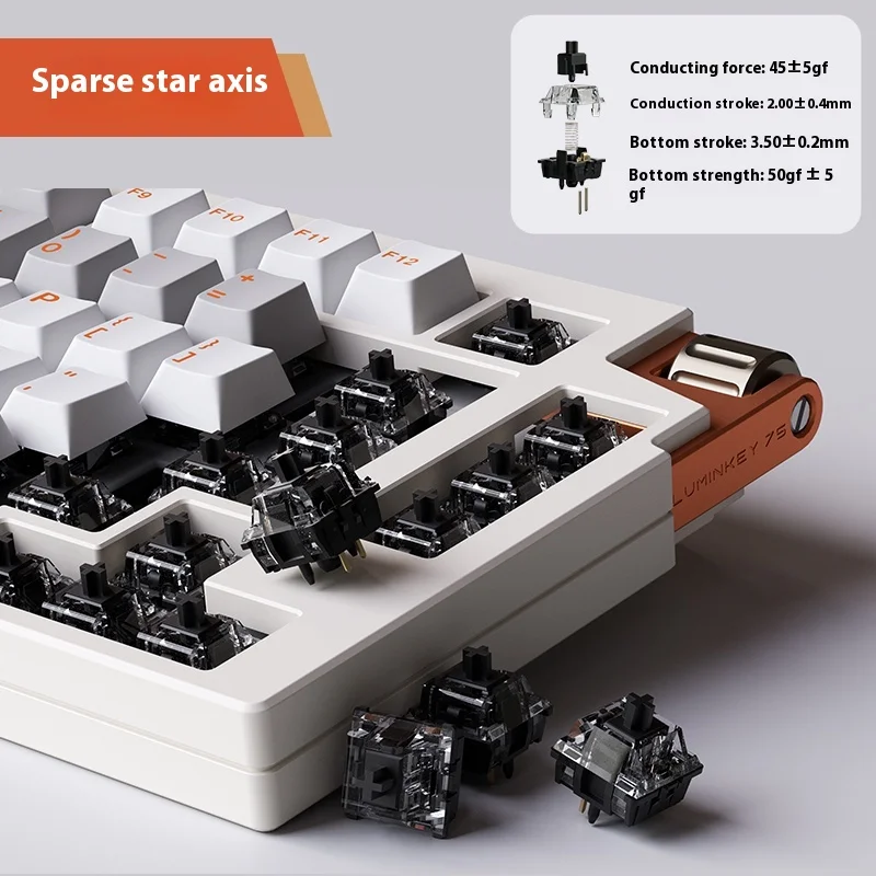 오리지널 맞춤형 기계식 키보드, 핫 스왑 가능, CNC 알루미늄, 4000mAh, 2.4g, BT 무선 제어 노브 키보드, Luminkey75 V2