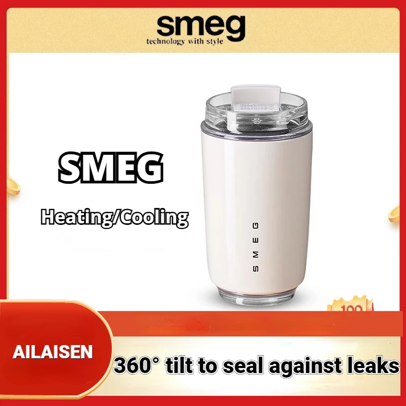 

SMEG Thermos Cup Hot Coffee Insulated Stainless Steel Thermal Glass Mug Sport Bottle with Compartment Water White Thermos 350ml