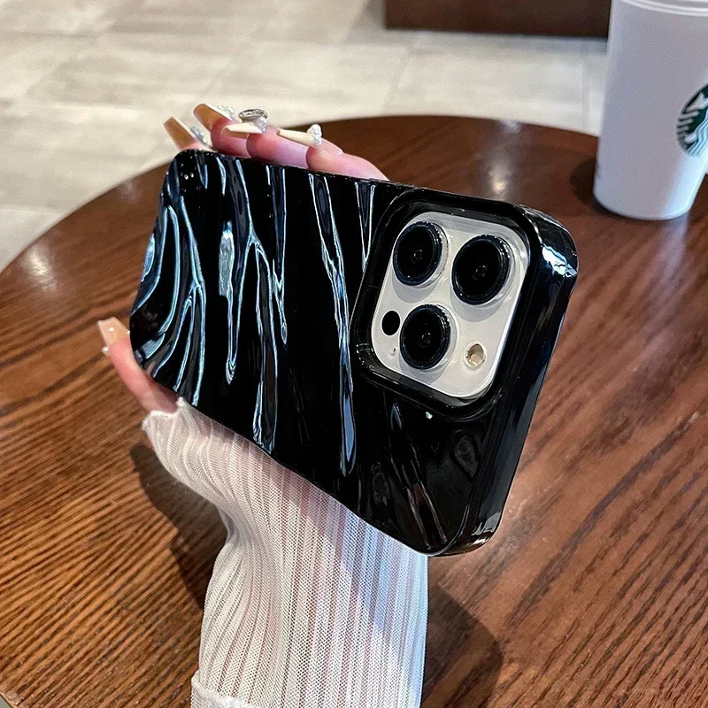 Silk Pattern Wavy Shockproof Soft Phone Case - Enhanced Protection Back Cover