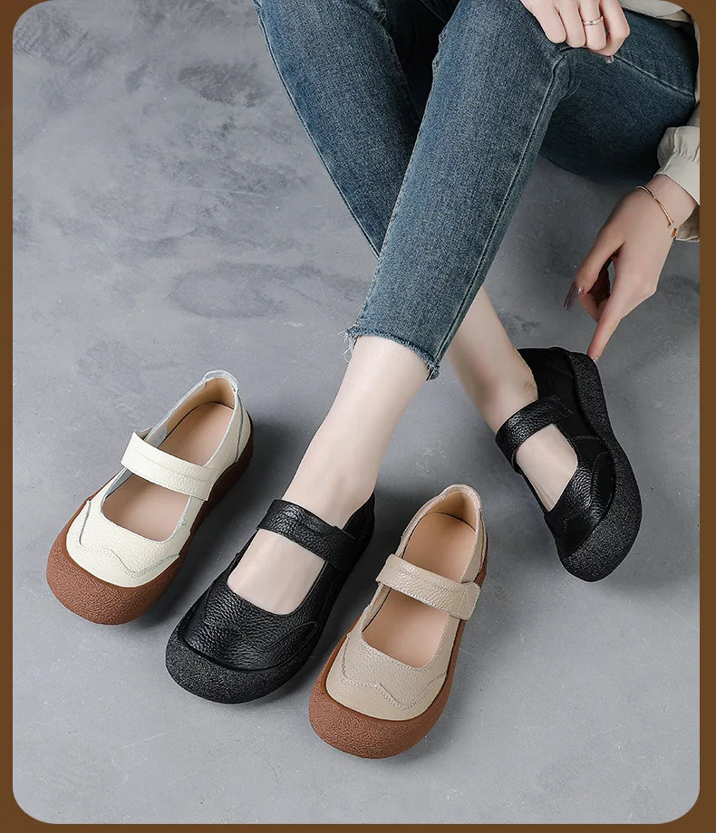 Neue flache Schuhe aus Rindsleder für Damen, bequeme Mary Janes Flats, luxuriöse Marken-Loafer für Damen, hochwertige Drive-Mokassins – Detail 8
