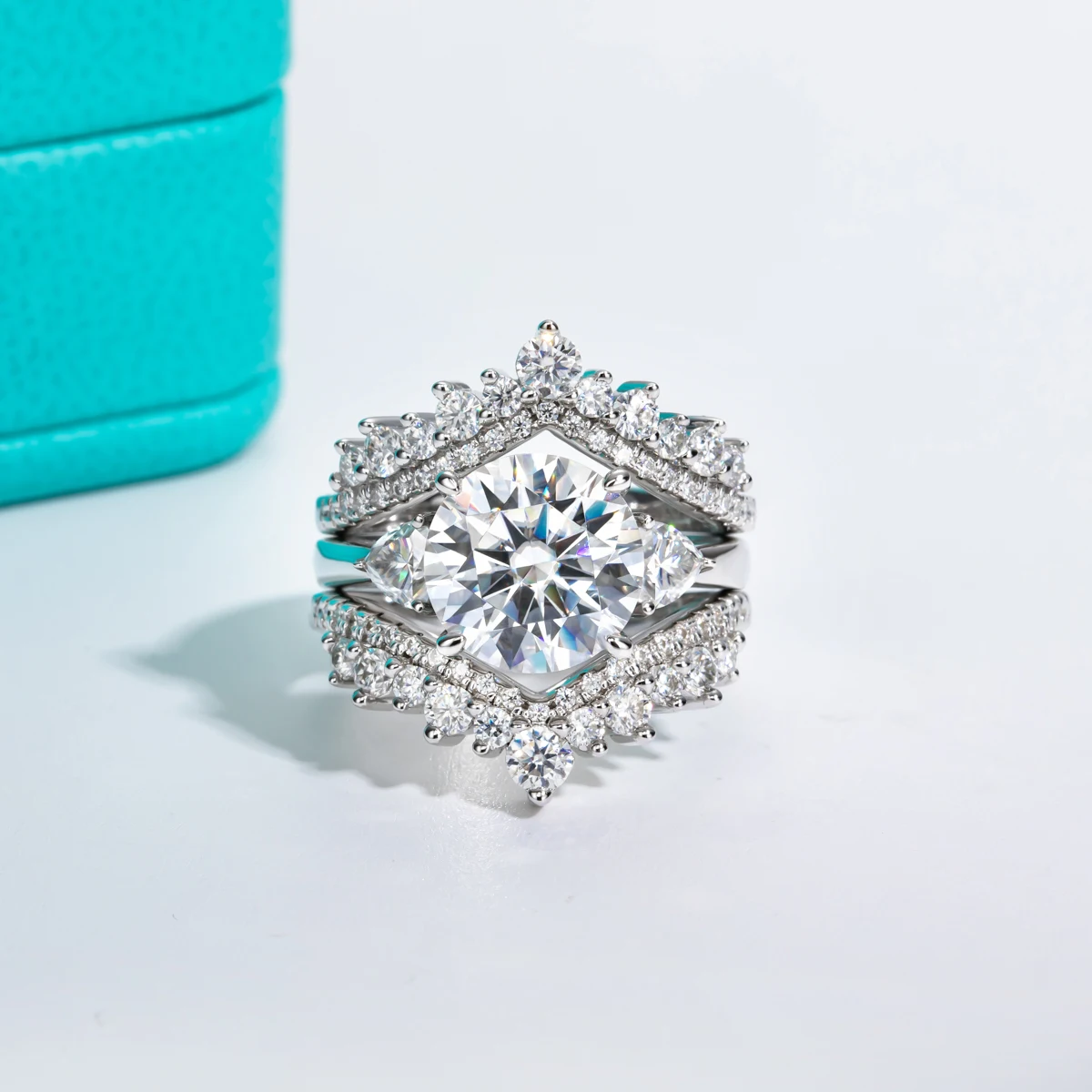 AnuJewel 4.6 Carat D Color Moissanite Diamond Engagement Wedding Ring 925 Sterling Silver Rings Fine Jewelry Wholesale 5