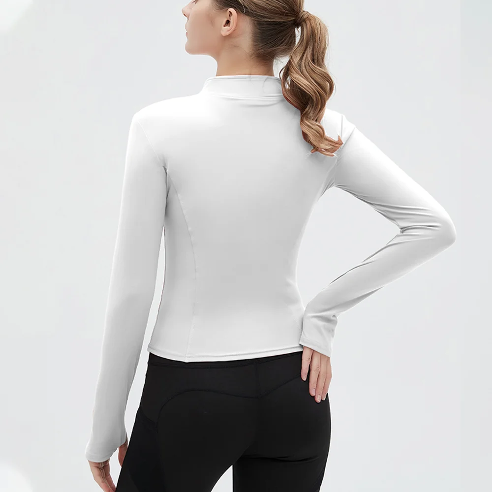 SUOTF Long Sleeve Yoga Shirt Women Zip Fitness Yoga Shirt Winter Warm Gym Top Activewear Running Coats Woman