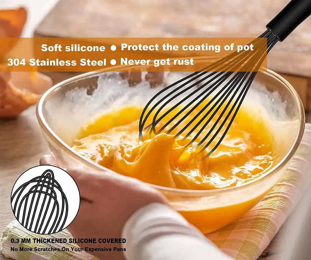 Rotary Whisk WALFOS 1pcs/3set Multifunctional Rotating Manual Whisk Mixer Mini Plastic Kitchen Whisk Baking Tool Silicone