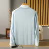 DjzDsm New Autumn And Winter Men's A-series 100% Pure Goat Cashmere Knitted Bottom Sweater Long Sleeved O-neck Casual Sweater 2