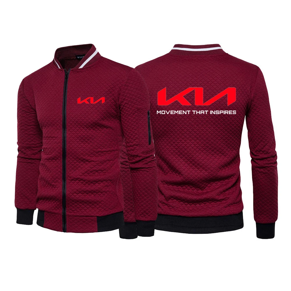 2022 New Men's Kia Motors Logo Print Fashion Comfortable Zipper Jacket Sportswear Casual Sweater Solid Color Harajuku Coat palm angels sweatshirt