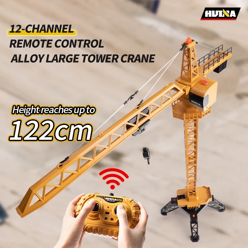 Huina 1585 Alloy Lifting Tower Crane Truck KIT 2.4G Engineering Truck Remote Control Car Battery Outdoor Toys For Boys 3