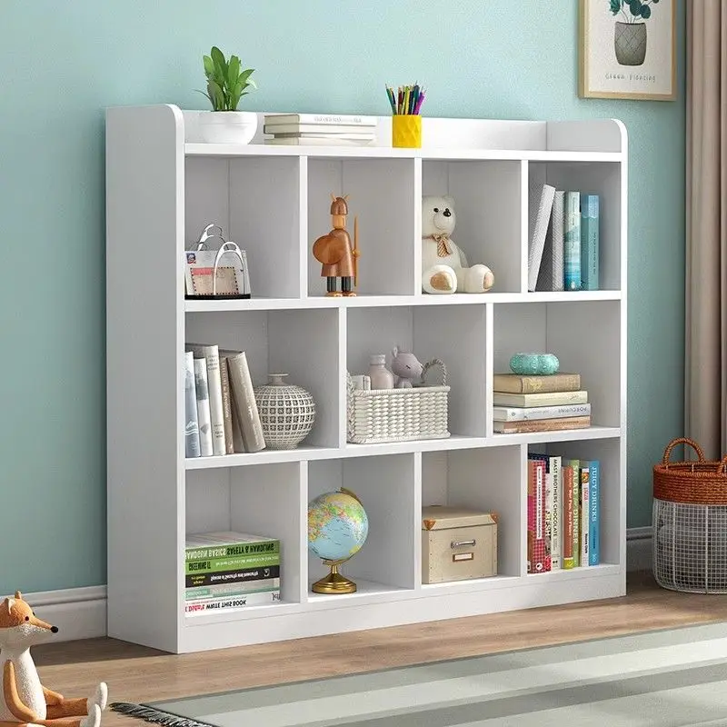 School Bookshelf Floor Shelf Household Living Room Solid Wood Bookshelf Kindergarten Student Storage Cabinet Library
