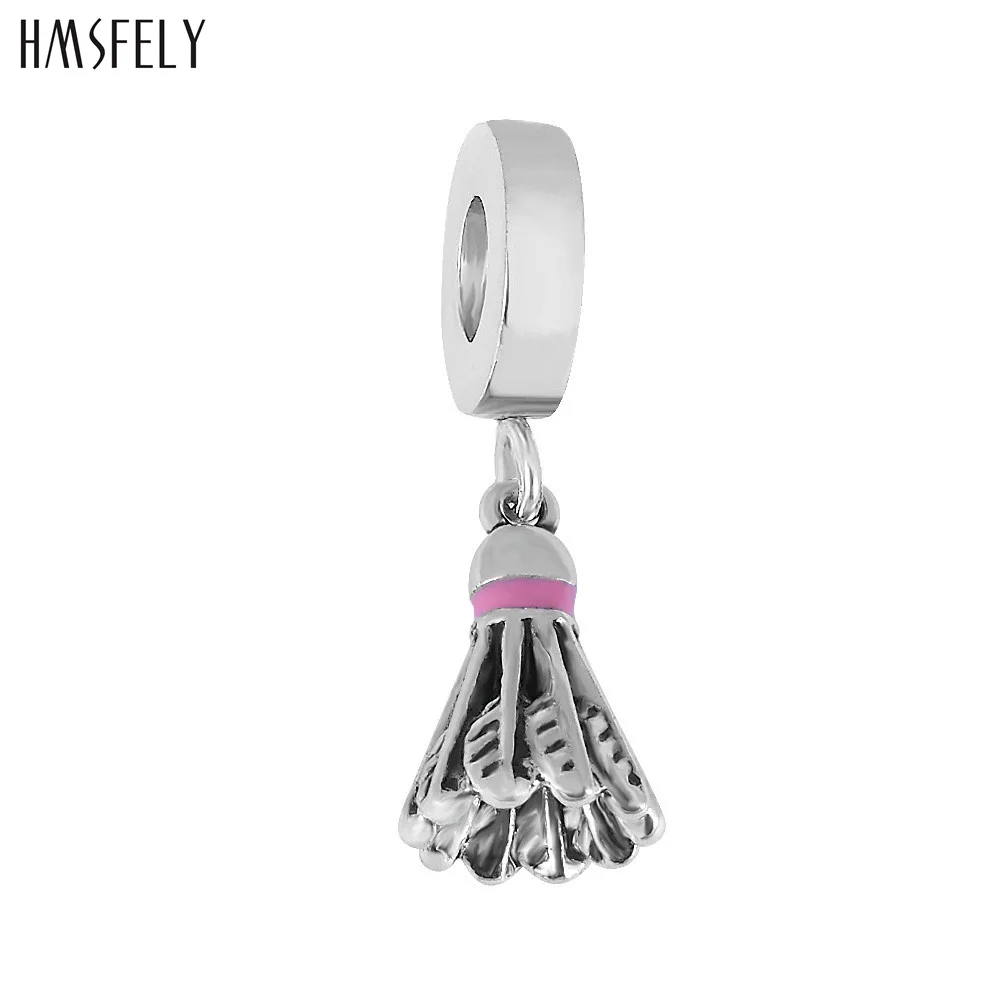 

HMSFELY Stainless Steel Badminton Pendant For DIY Bracelet Necklace Jewelry Making Accessories Bracelets Parts