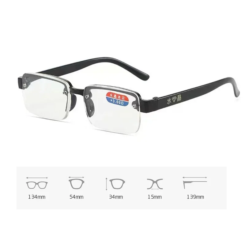 Men's Fashion Round Crystal Frame Anti-Fatigue Reading Eyewear