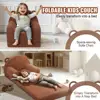 for kids Sofa Foldable 2-in-1 Toddler Chair Convertible Sofa Lounger Playroom Furniture Soft Comfy Brown 2