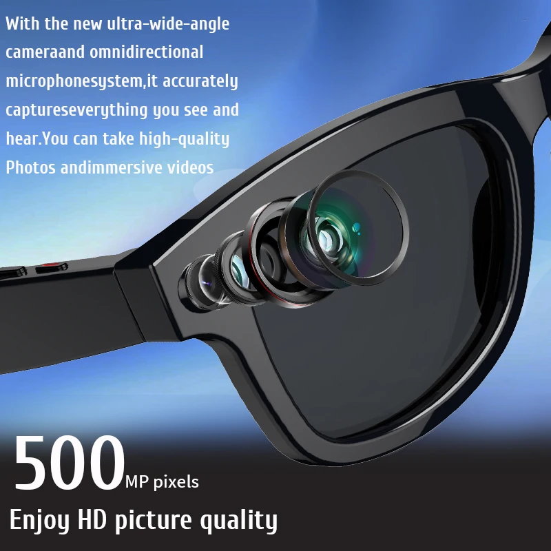 LIGE Smart Bluetooth Glasses 500W Camera Recording Videos AI Photo Recognition Answer Translation Call 250mAh Battery Sunglasses