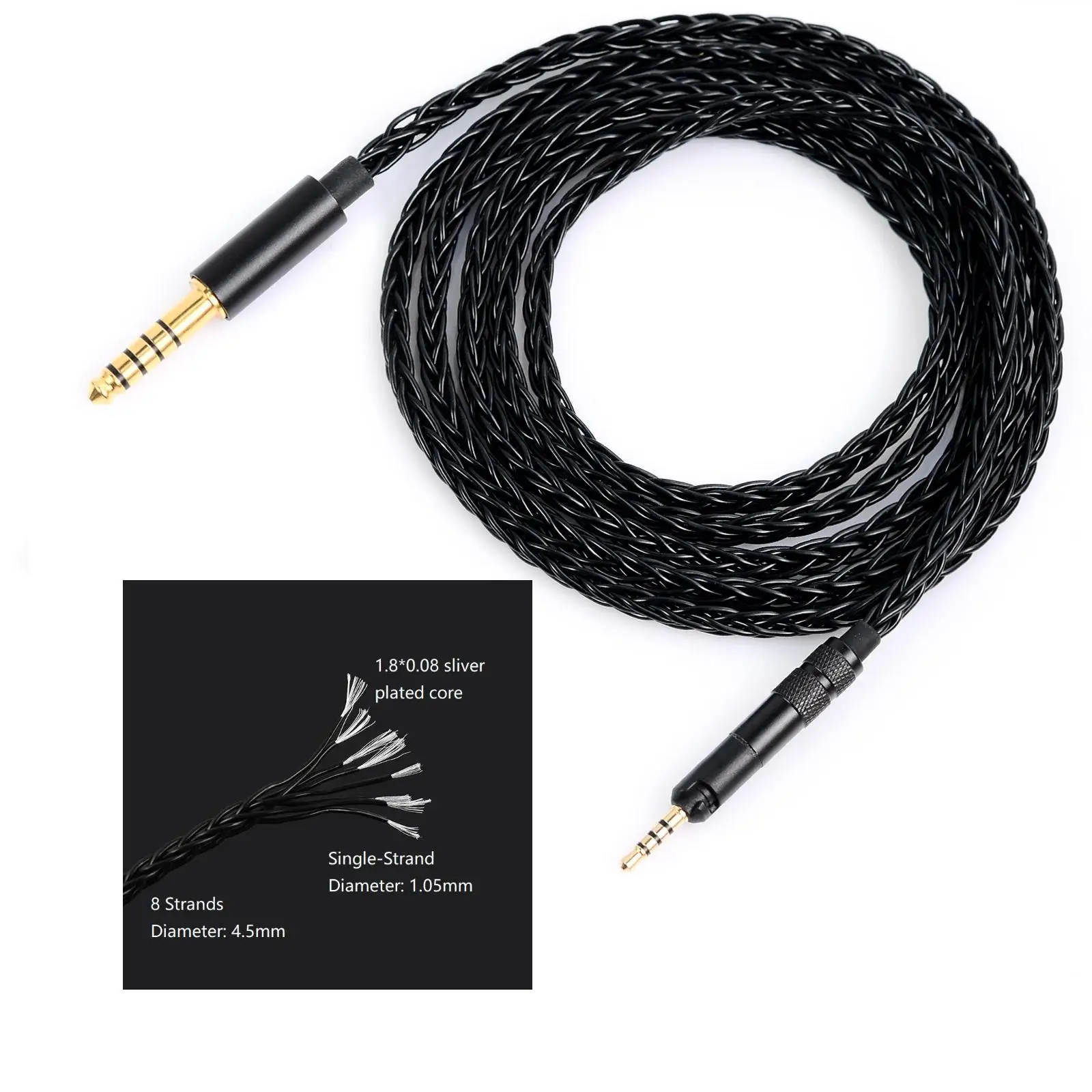 Koceta Silver Plated Copper 3.5 4.4 Replacement Headset Cable For Sennheiser HD598 HD560S HD558 HD518 HD599 M50x M40x M70x M60x