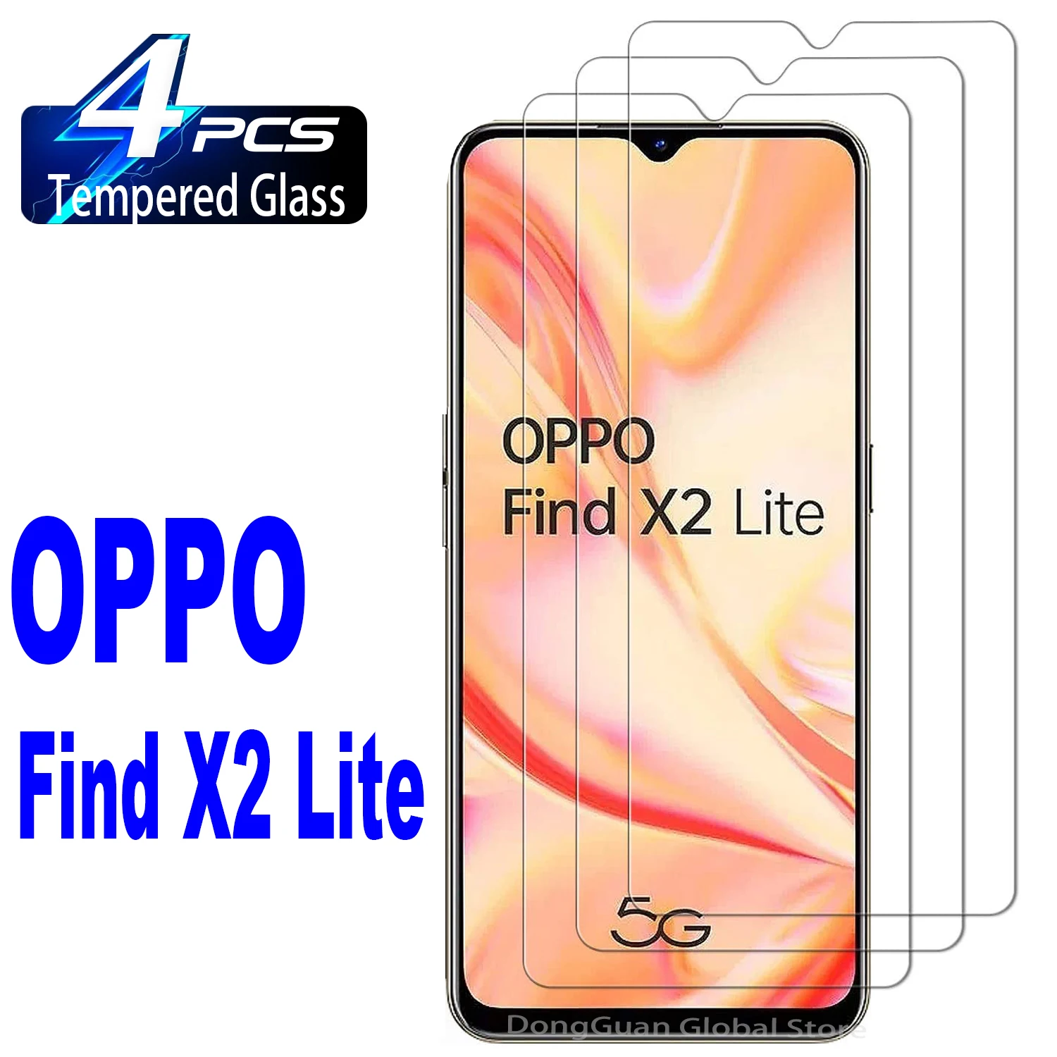 2/4Pcs Tempered Glass For OPPO Find X2 Lite Screen Protector Glass Film силиконовый чехол на oppo find x2 lite 2 тигра для оппо файнд икс 2 лайт