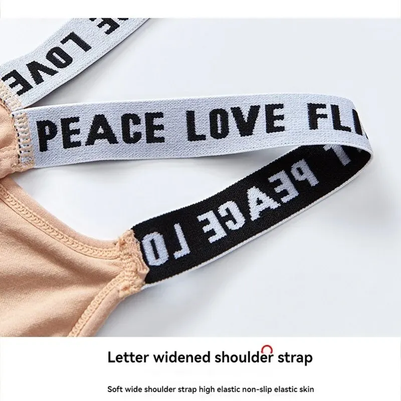 Sports Bra Colorful Letter Yoga Strap With Chest Pad Wrap Around Chest Anti Glare Vest For Women