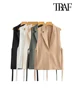 TRAF Women Fashion With Taps Side Vents Waistcoat Vintage Sleeveless Front Button Female Outerwear Chic Vest Tops 1