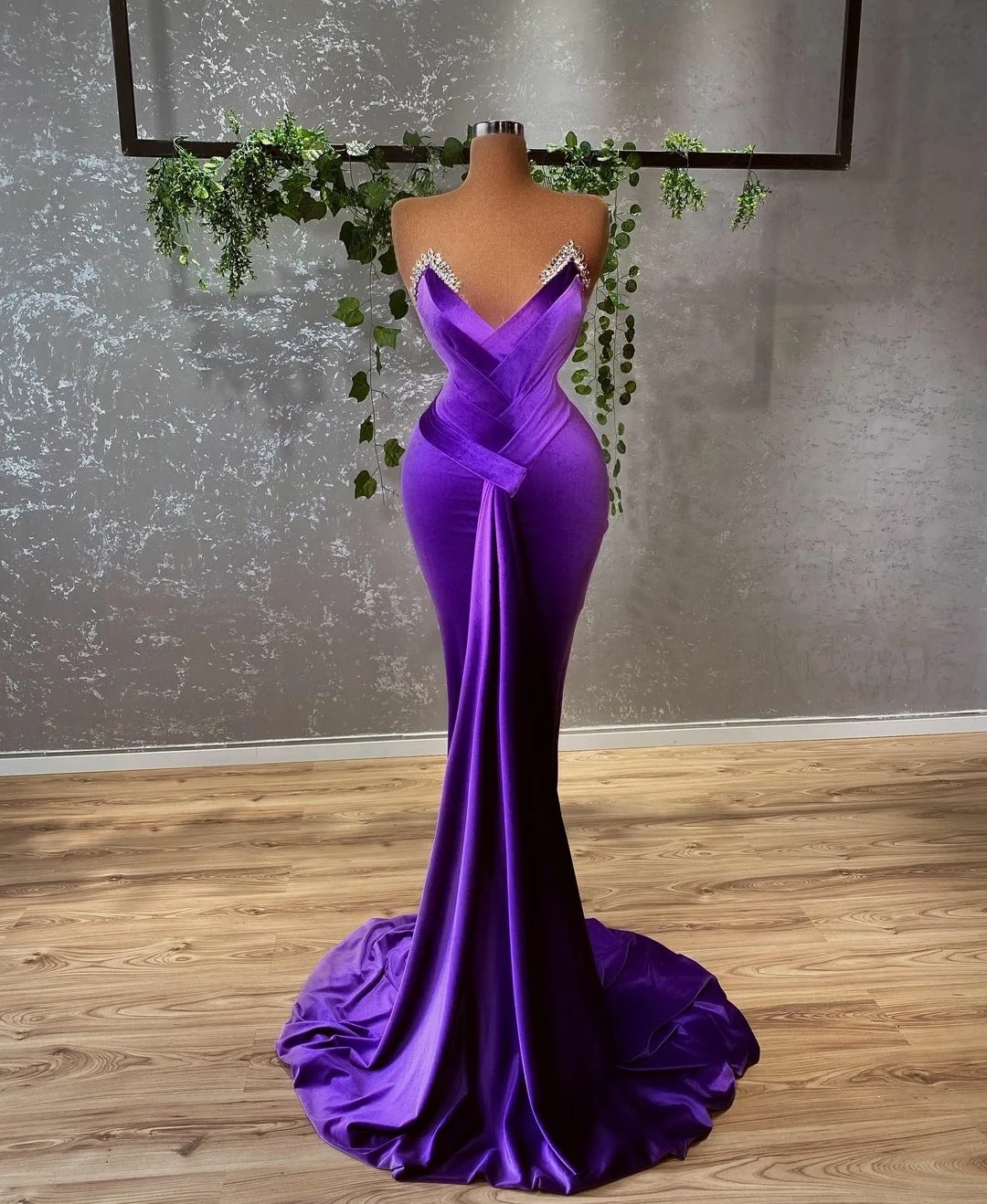 black ball gown Sexy Purple Mermaid Evening Dresses 2022 Gorgeous Long Pleated Satin  فساتين السهرة Party Prom Gown Zipper Back for Women plus size evening gowns
