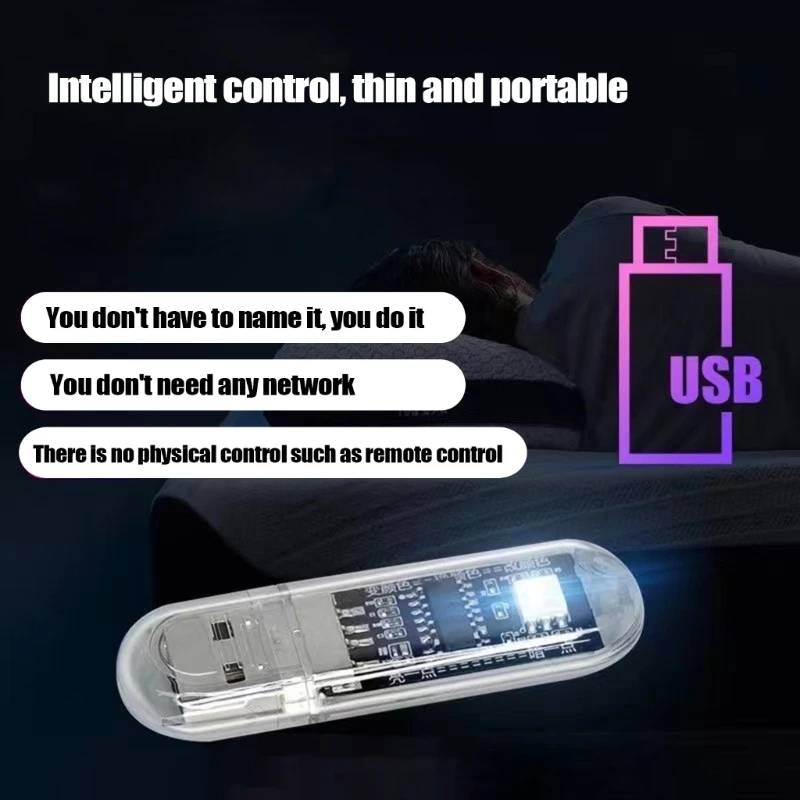 다채로운 미니 USB 야간 조명, 컴퓨터 모바일 전원 충전 책 램프 LED 음성 제어 조명