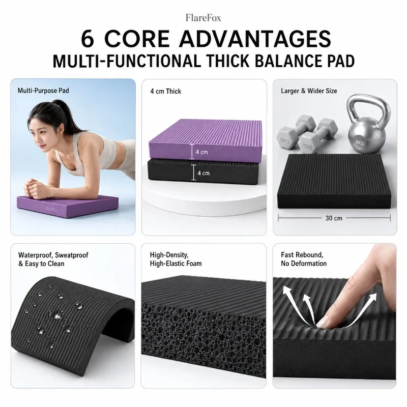 Thick Non-Slip Yoga Mat with Knee Protection - Pilates and Home Exercise Accessory