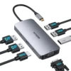 MOKiN 7 in 1 Docking Station USB C Hub Dual DisplayPort DP HDMI 4K60HZ VGA USB 2.0 Multiport Adapter for Laptop MacBook 1