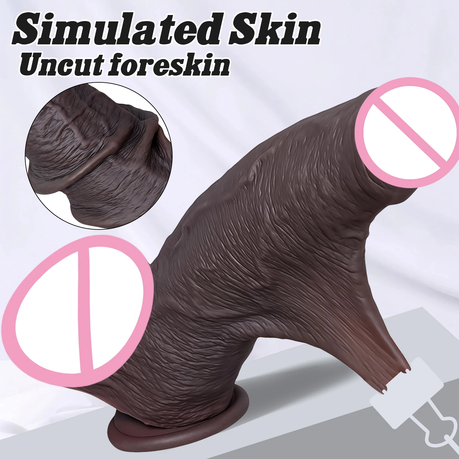 Renaissance Davinci Silicone Sliding Foreskin Dildo with Squeezable Balls