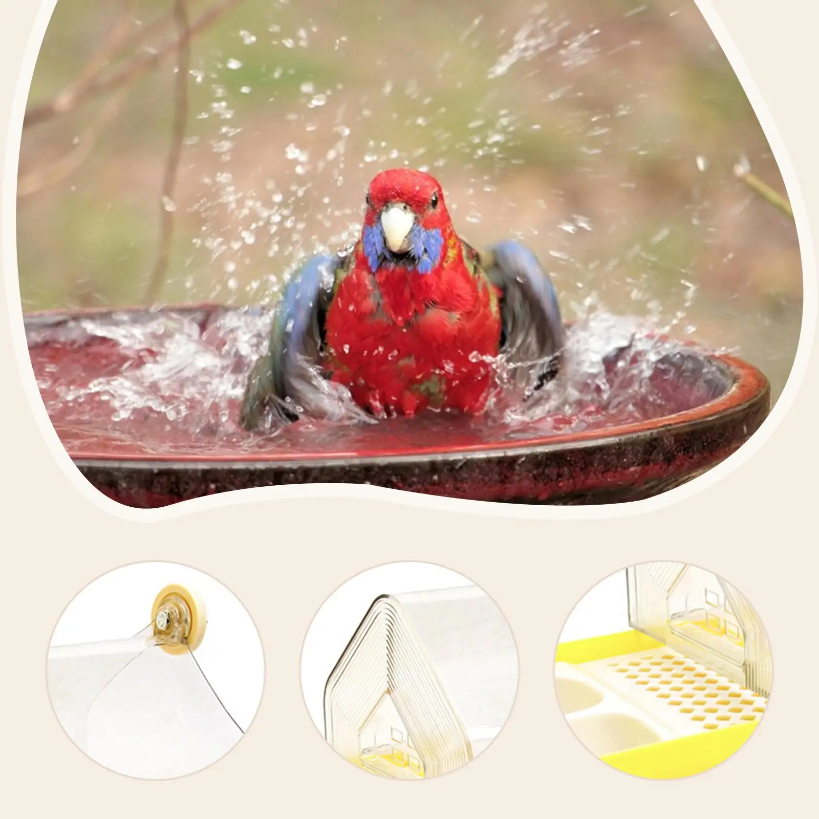 Parrot Bathing Box Clear Parrot Bath Tub for Finches Canaries Like Lovebirds