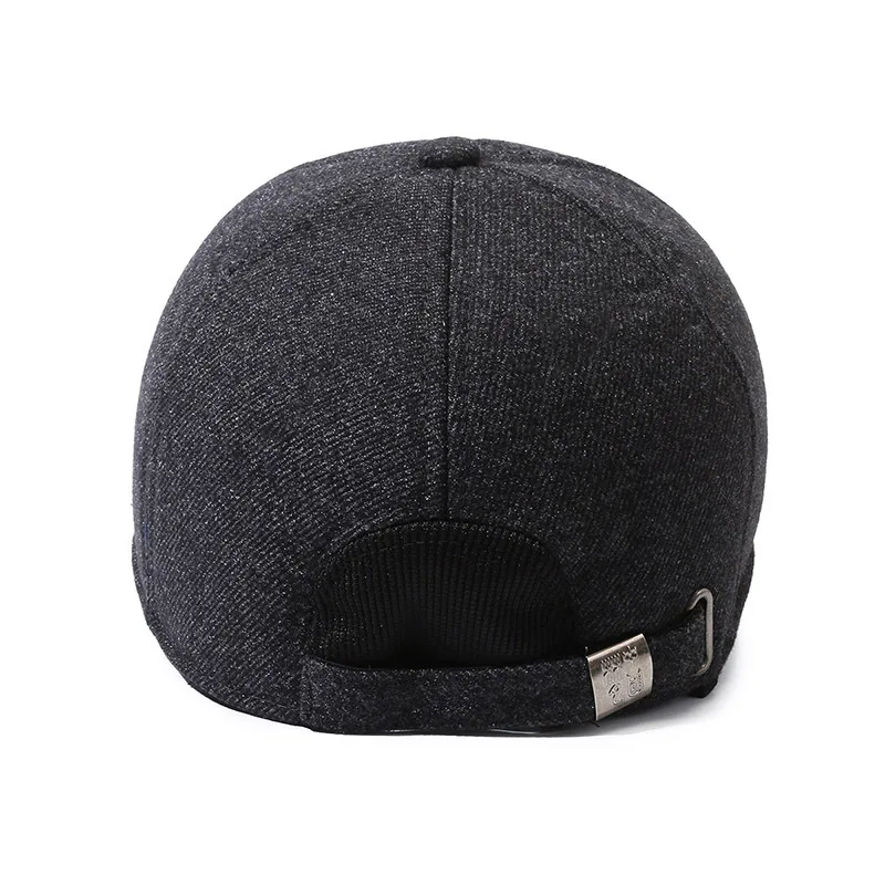 Autumn Winter Men Warm Baseball Cap Fleecing Thickening With Ear Muffs Hat Outdoor Winterproof Cotton Hat Gorras Casquette Bone 4
