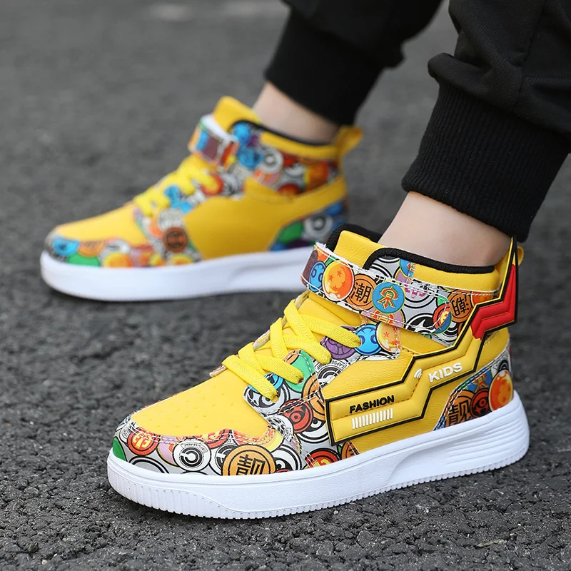 Brand Kids Shoes for Boys Girls Child High-top Sneakers Casual Running Shoes Cartoon Leather Girls Boys Sports Tennis Shoes