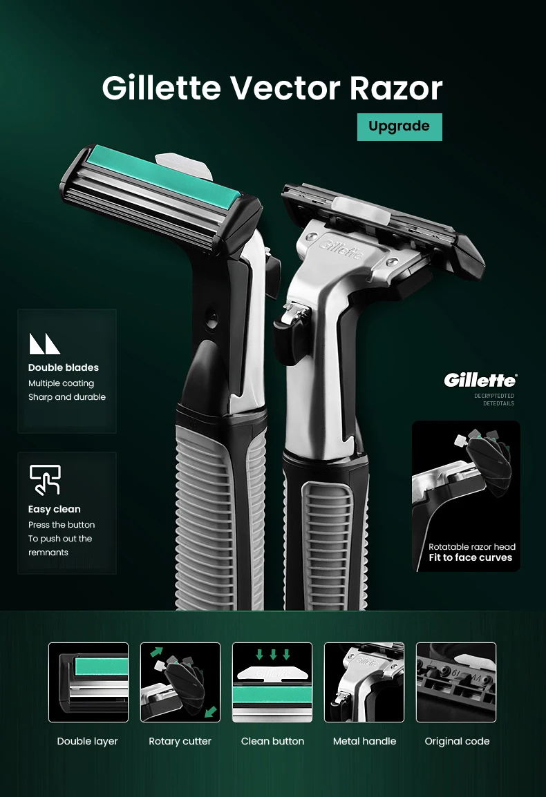 Gillette Vector 2 Rasierklingen-Nachfüllpackung 2-Schicht-Rasierklingen-Set – Detail 6